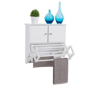 Accordion White Extendable Drying Rack with Cabinet