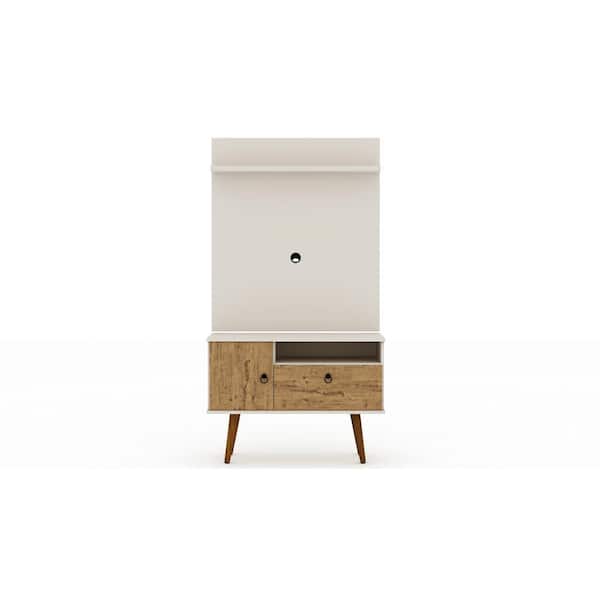 Luxor Montauk 35.43 in. Off-White and Nature Entertainment Center Fits TVs Up to 32 in. with Storage and Cable Management