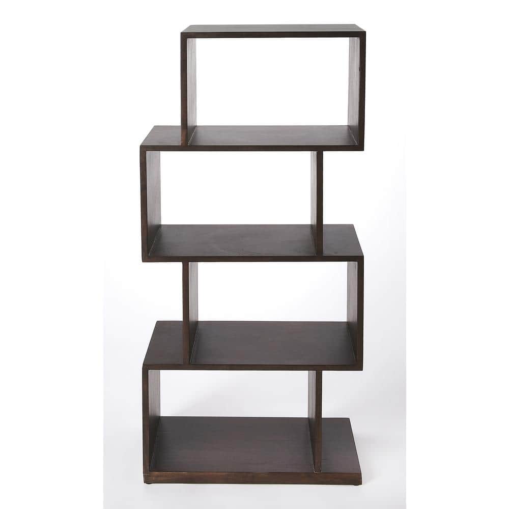 Stockholm Dark Brown Mango Wood Cubical Etagere Bookshelf