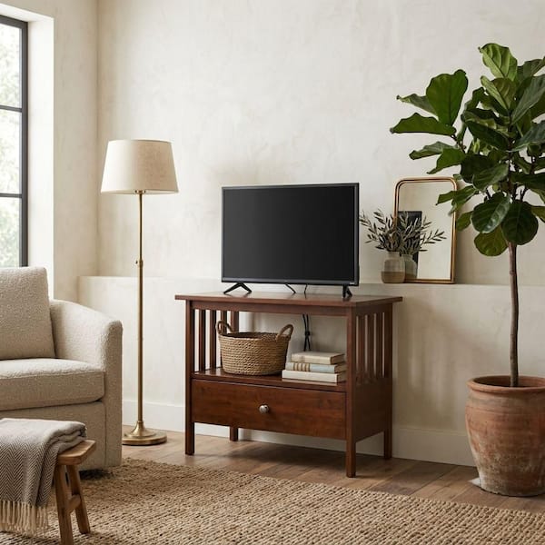 Mission 27 in. Espresso Wood TV Stand with 1 Drawer Fits TVs Up to 32 in. with Cable Management