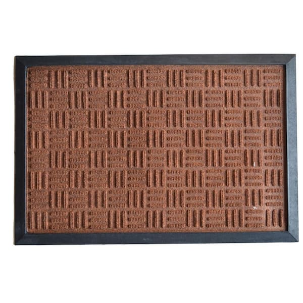 HomeRoots 36 in. x 24 in. Brown Synthetic Outdoor Door Mat