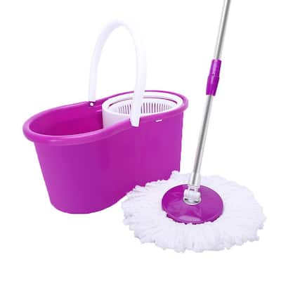 Microfiber Spin Mop String with Bucket Mop Kit Purple