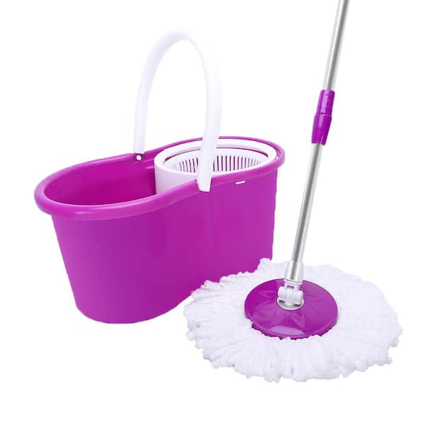 Winado Microfiber Spin Mop String with Bucket Mop Kit Purple