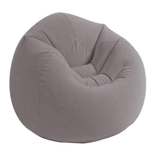 Twin Inflatable Contoured Corduroy Beanless Bag Lounge Chair in Gray