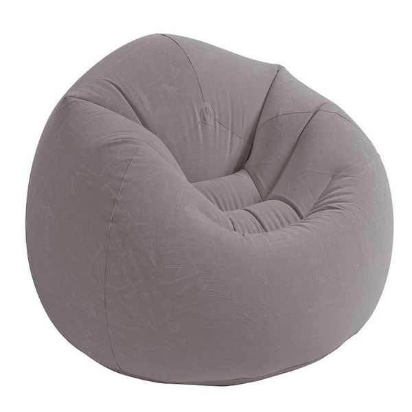 Intex Twin Inflatable Contoured Corduroy Beanless Bag Lounge Chair in Gray