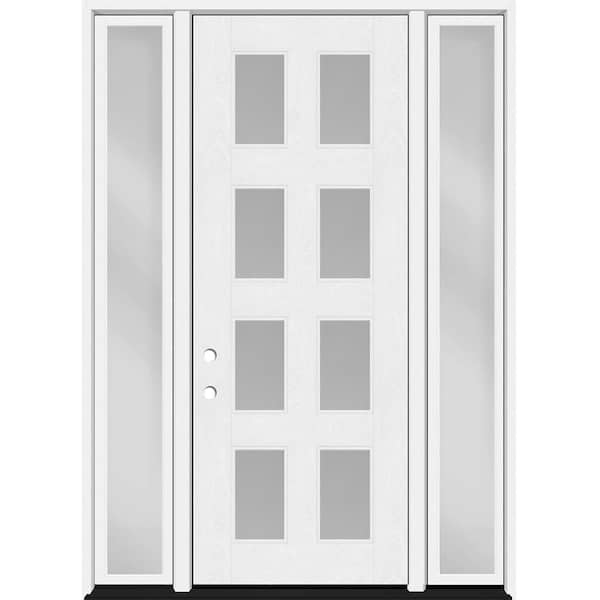 Regency 60 in. x 96 in. 8L Modern Clear Glass RHIS Unfinished Fiberglass Prehung Front Door w/Clear10in. SLs 4-9/16