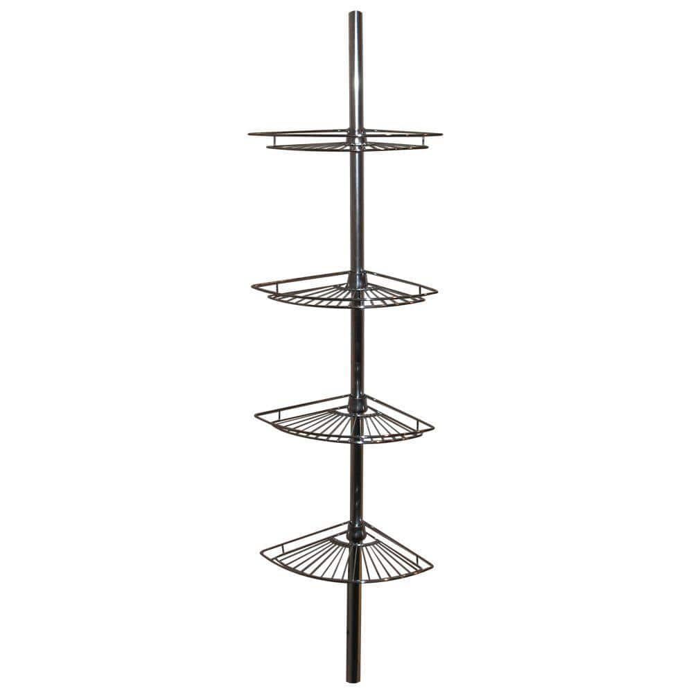 Style Selections White Steel 4-Shelf Tension Pole Freestanding Shower Caddy  13.4-in x 9.4-in x 97-in in the Bathtub & Shower Caddies department at