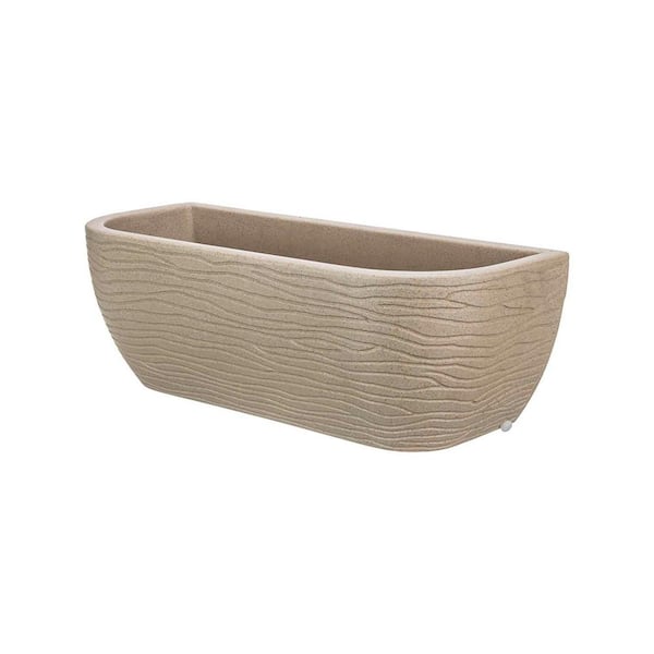 FLORIDIS Large Beige Stone Effect Plastic Resin Indoor and Outdoor Wall Planter