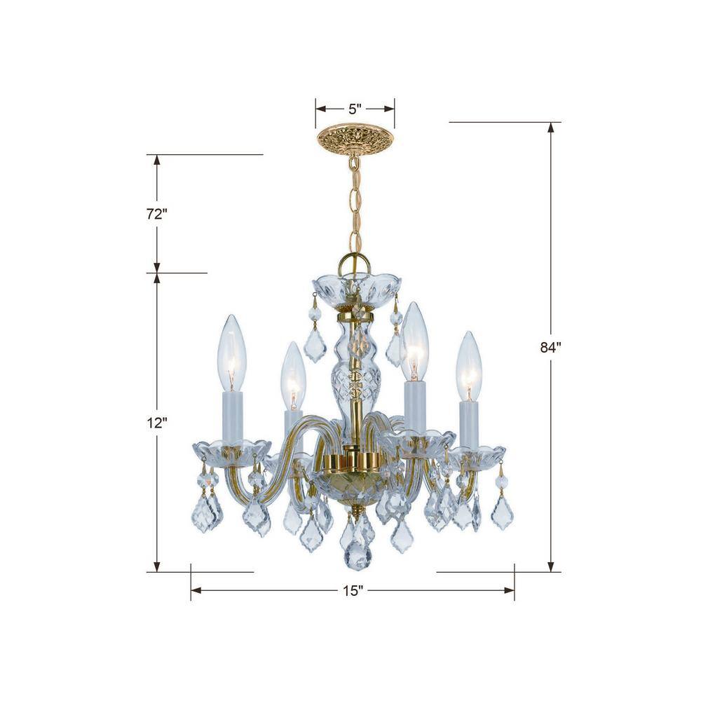 Polished Brass Mini Chandelier with Clear Italian Crystals