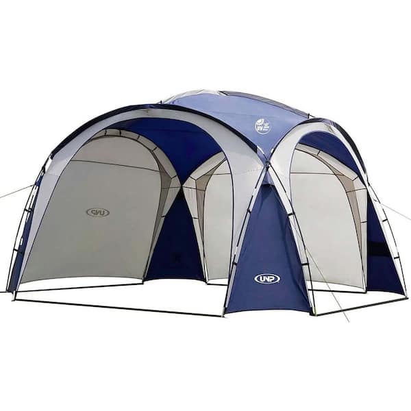 Blue 8 ft. x 8 ft. UPF50+ Easy Beach Tent Pop Up Canopy Rainproof Waterproof with Side Wall