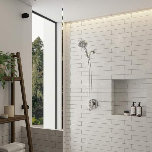 Nebia Merced 5-Spray Patterns 5.3 in. Wall Mount Water Savings Handheld Shower Head 1.5 GPM in Brushed Nickel