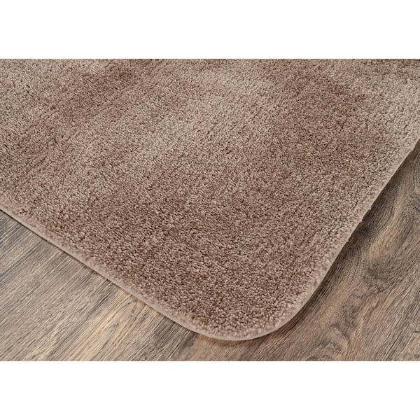 Traditional Taupe Beige 3 Piece Nylon Washable Bathroom Rug Set No Lid or Contour (17x24/21x34/21x34)