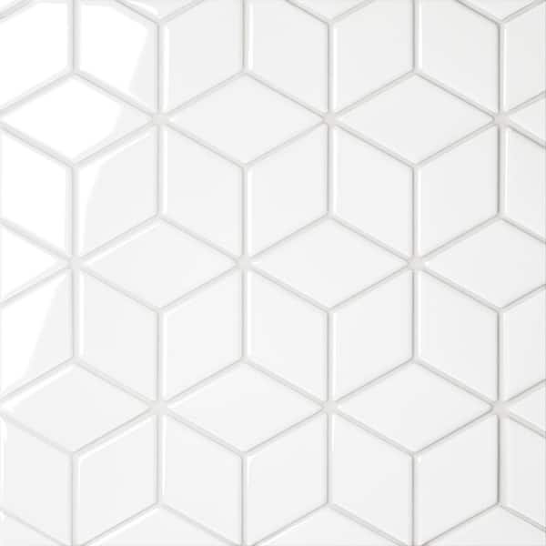 Le Cafe 11 in. x 12 in. White Porcelain Mosaic Tile (8.89 sq. ft. /Case)