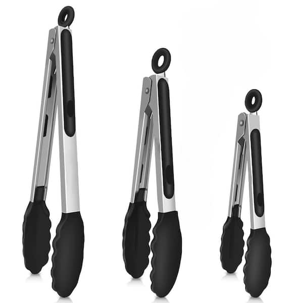 Stainless Steel Locking Kitchen Tongs Set - Heat Resistant up to 600°F, Heavy Duty for Cooking, Salad, Dishwasher Safe