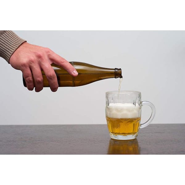 Classic Glass German Stein Beer Mugs - 16 oz - Set of 2
