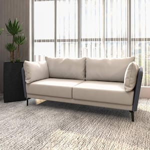 Luxify 70.86 in. Square Arm Leather Square Removable Cushions Sofa in Grey