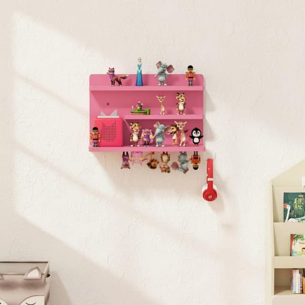15.83 in. W x 5.1 in. D Pink Wooden Decorative Wall Shelf for