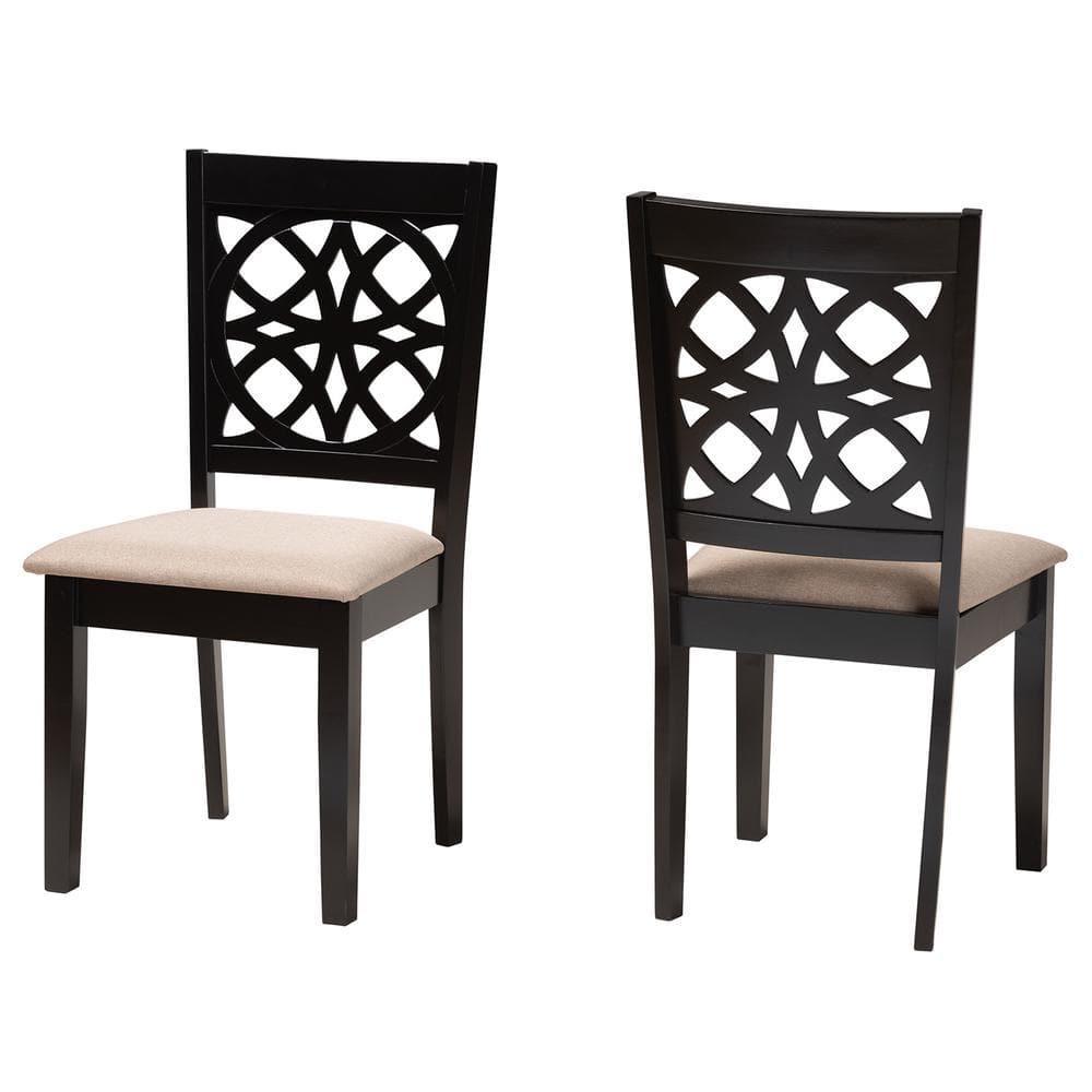 Baxton Studio Abigail Beige and Dark Brown Dining Chair Set of 2