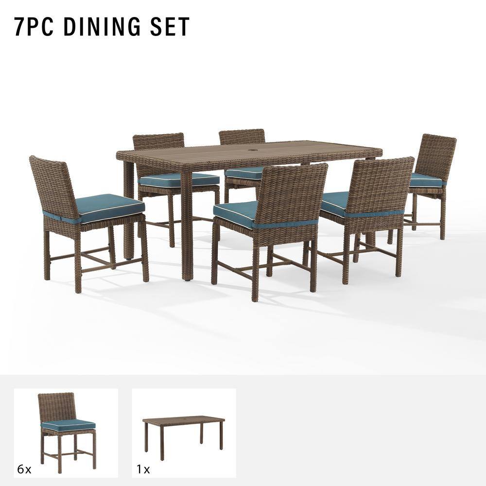 Bradenton 7-Piece Navy Wicker Outdoor Dining Set with Steel Frames