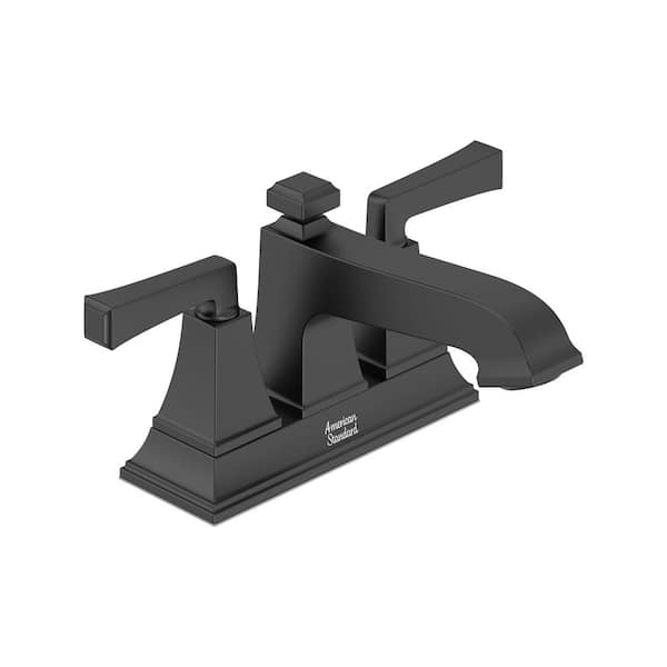 American Standard Town Square S 4 in. Centerset 2-Handle Bathroom Faucet with Drain Assembly and WaterSense 1.2 GPM in Matte Black