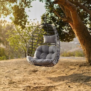 Belize 1 Person Metal & Sling Porch Swing with Gray Cushion