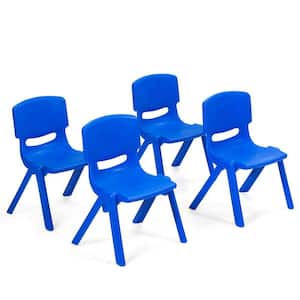Blue 4-Pack Kids Plastic Ergonomic Design Stackable Multifunctional Classroom Chairs