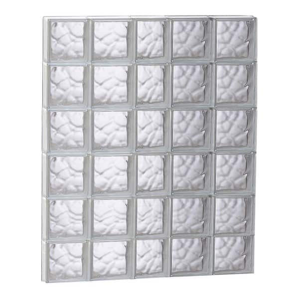 Clearly Secure 36.75 in. x 46.5 in. x 3.125 in. Frameless Wave Pattern Non-Vented Glass Block Window