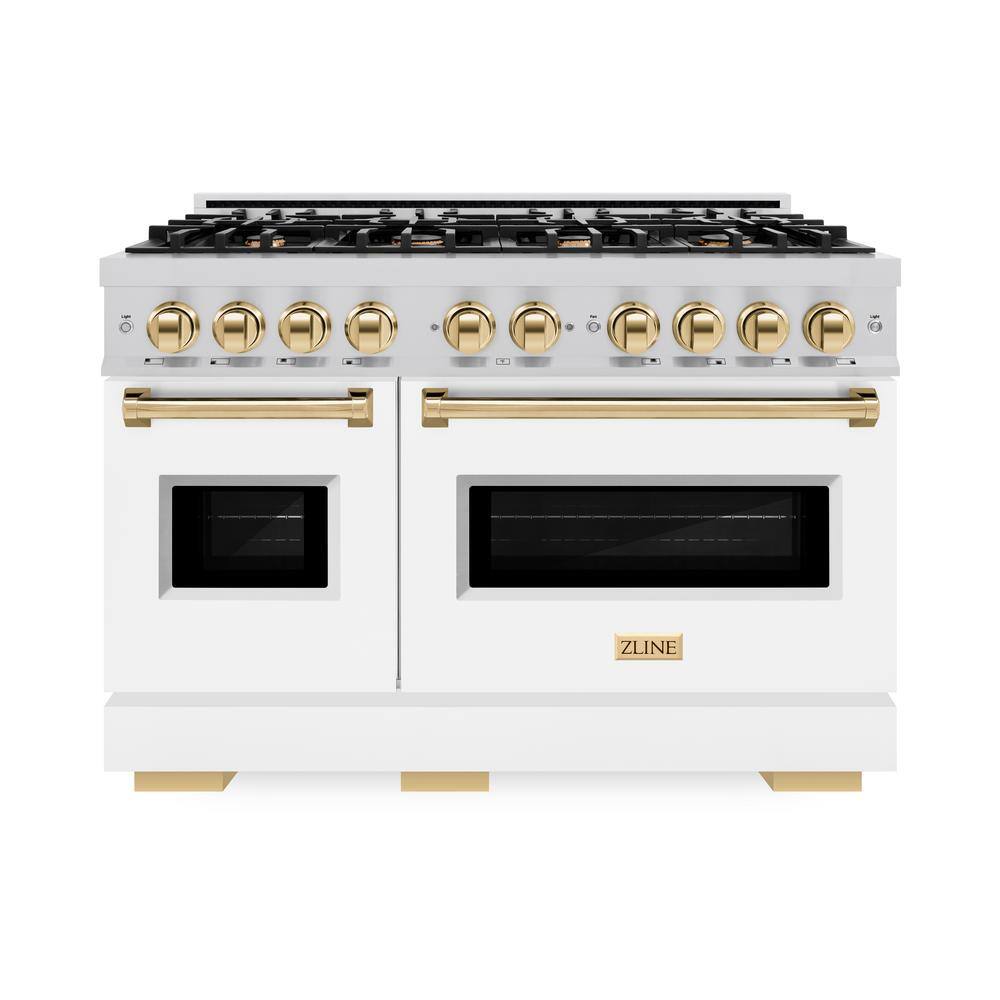 Classic 48 in. 8-Burner Dual Fuel Range with Double Oven in Stainless Steel, Matte White, and Polished Gold price history on PriceWatchPro