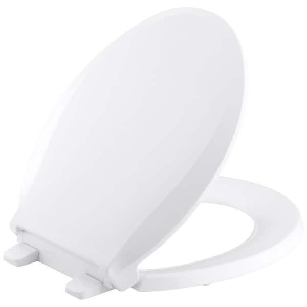 Cachet Quiet Round Closed Front Toilet Seat with Grip-Tight Bumpers in White