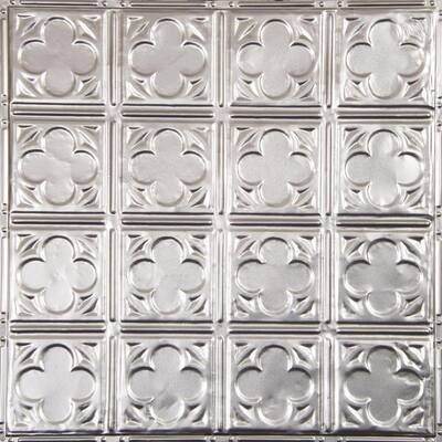 Pattern #35 24 in. x 24 in. Stainless Steel Tin Wall Tile Backsplash Kit (5 pack)