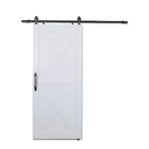 Montana 42 in. x 84 in. White PVC Vinyl H/K Style Sliding Barn Door with Hardware Kit - Door Assembly Required
