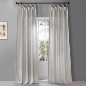 Bliss White Belga Faux Linen Light Filtering Curtain - 50 in. W x 84 in. L Rod Pocket Single Curtain Panel