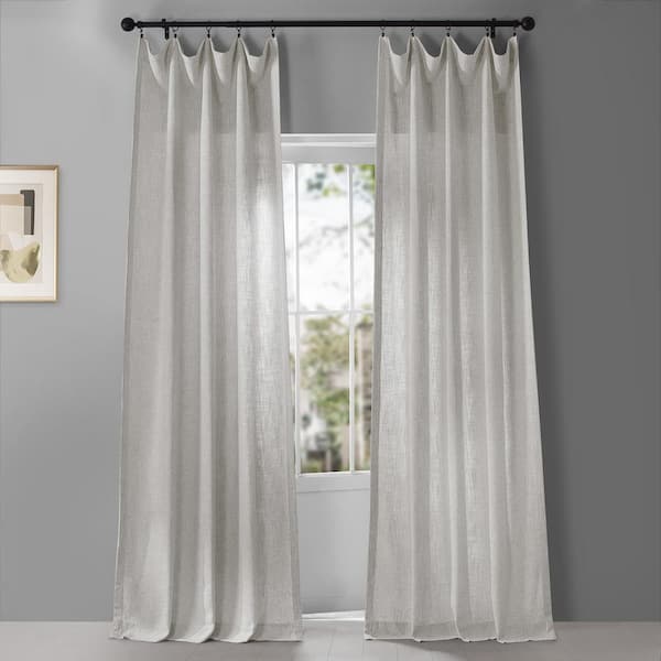 Exclusive Fabrics & Furnishings Bliss White Belga Faux Linen Light Filtering Curtain - 50 in. W x 84 in. L Rod Pocket Single Curtain Panel