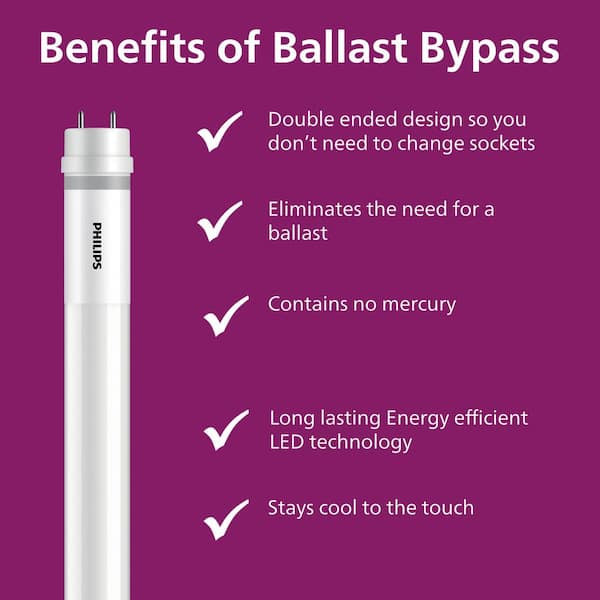 Philips 32-Watt Equivalent 4 ft. Linear T8 Type B Cool White Philips 32-Watt Equivalent 4 ft. Linear T8 Type B Cool White