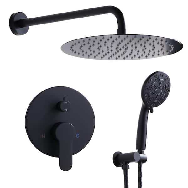 IVIGA 9-spray 12 in. Dual Shower Head and Handheld Shower Head Wall mounted with 1.8 GPM in Matte Black