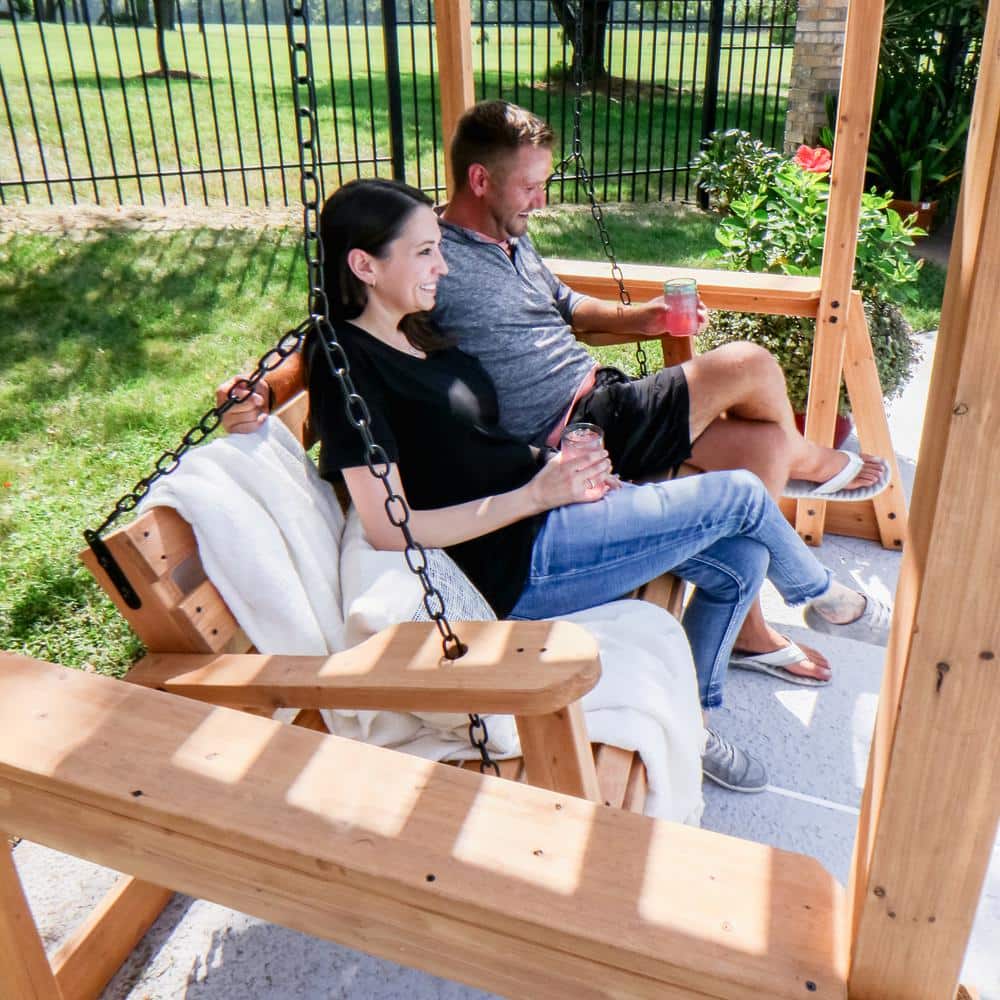 Cedar Double Seating Outdoor Pergola Swing Chair
