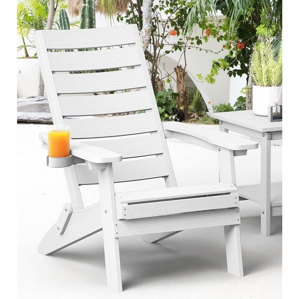 Mximu All-Weather HIPS White Folding Plastic Patio Adirondack