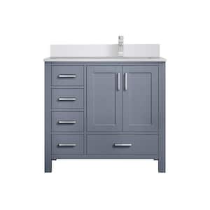 Jacques 36 in. W x 22 in. D Right Offset Dark Grey Bath Vanity, Cultured Marble Top, and Faucet Set