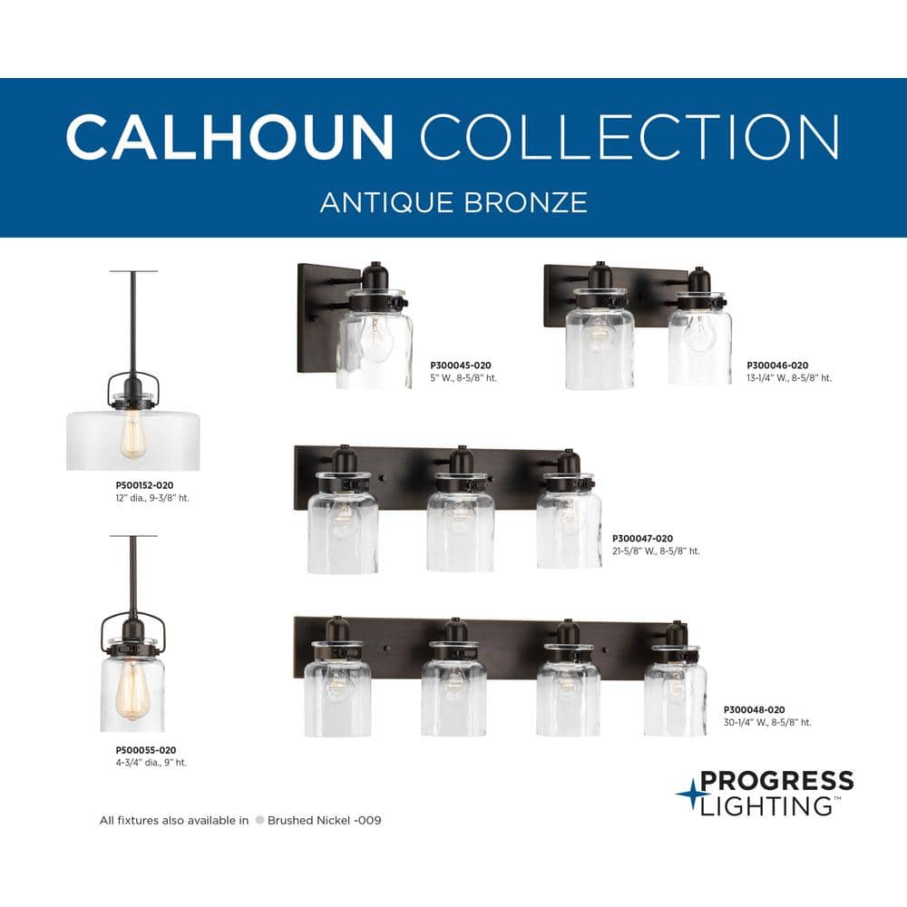 Calhoun Antique Bronze 4-Light Apothecary Glass Bath Vanity Fixture