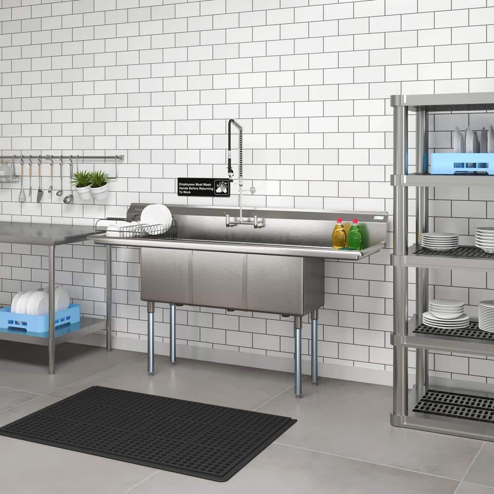 75'' Stainless Steel Triple Bowl Commercial Kitchen Sink