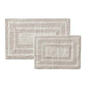 Logan Cotton Pastel Grey Solid 2-Piece Rug Set 17 in. x 24 in./21 in. x 34 in.
