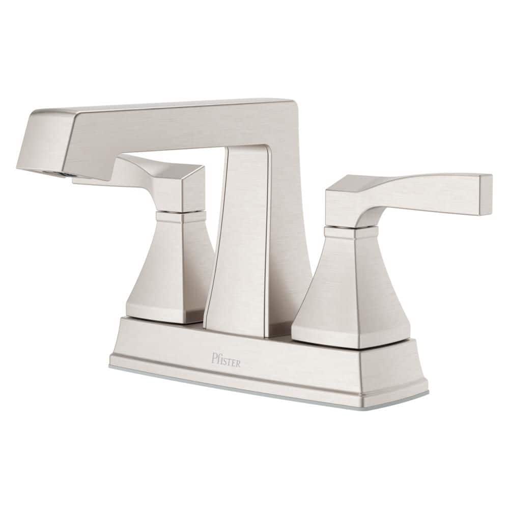 Holliston 4 in. Centerset Double Handle Low Arc Bathroom Faucet with Drain Kit Included in Spot Defense Brushed Nickel price history on PriceWatchPro