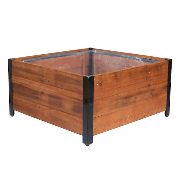 Grapevine 30 in. Urban Garden Recycled Wood and Metal Planter, Square