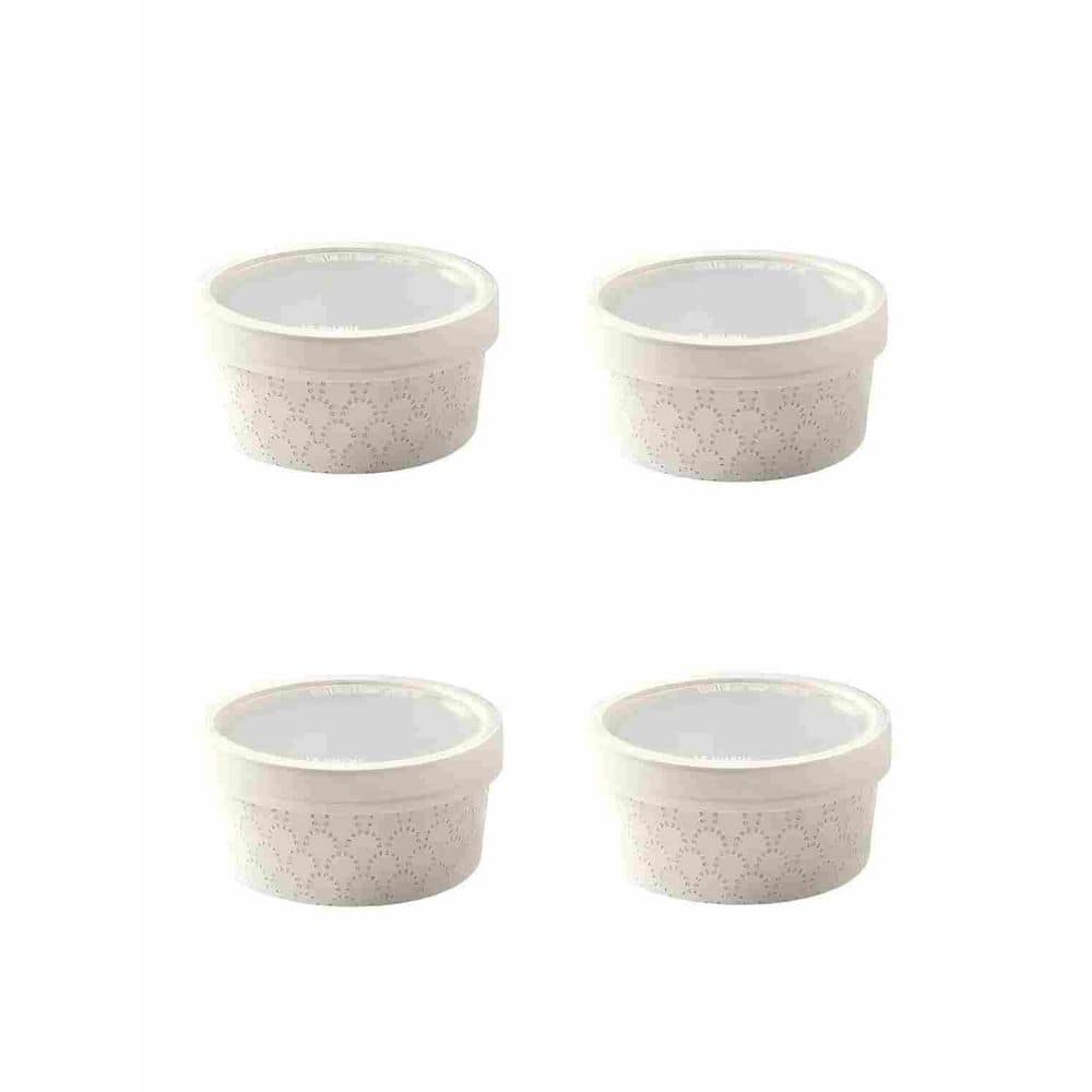 8 oz. Ceramic Ramekins with Lids Set of 4, Oven Safe Bakeware for Creme Brulee, Souffle and Dipping Sauces, White price history on PriceWatchPro