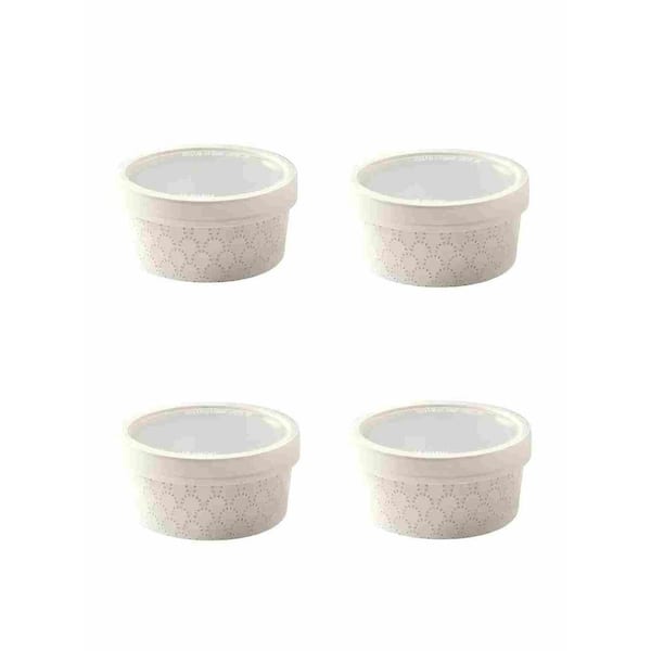 8 oz. Ceramic Ramekins with Lids Set of 4, Oven Safe Bakeware for Creme Brulee, Souffle and Dipping Sauces, White