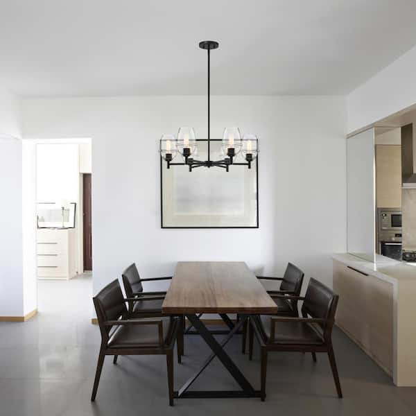 Designers Fountain - Summer Jazz 6-Light Matte Black Transitional Sputnik Chandelier for Dining Areas with No Bulbs Included