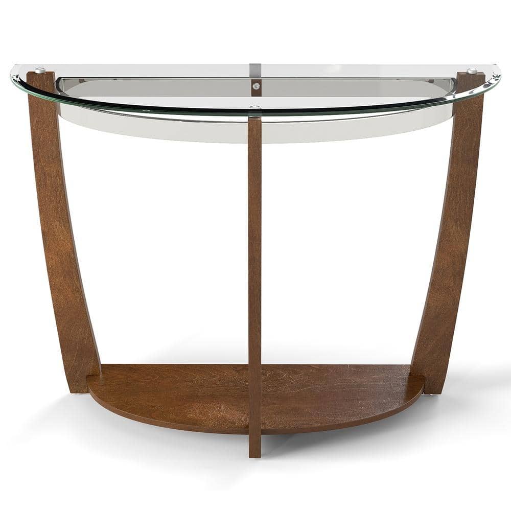2-tier Tempered Glass Console Table with Clear Glass Top and Open Shelf-Walnut price history on PriceWatchPro