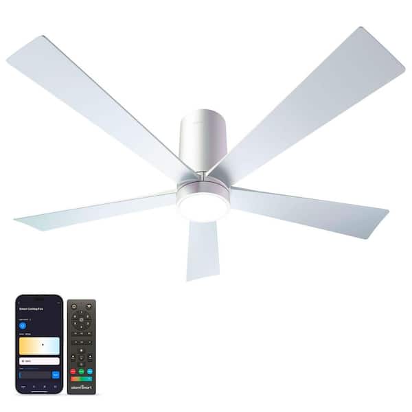 Nouvo 5 52 in. Smart Indoor Pearl White 5-Blade WiFi Ceiling Fan with Adjustable Color & Tunable White LED, Remote