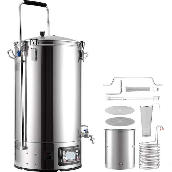 Beer Brewing Equipment 16 gal. 60L Beer Maker with Anti Burn Pump and Wort Chiller 3000-Watt All-in-One Home Brewing Kit