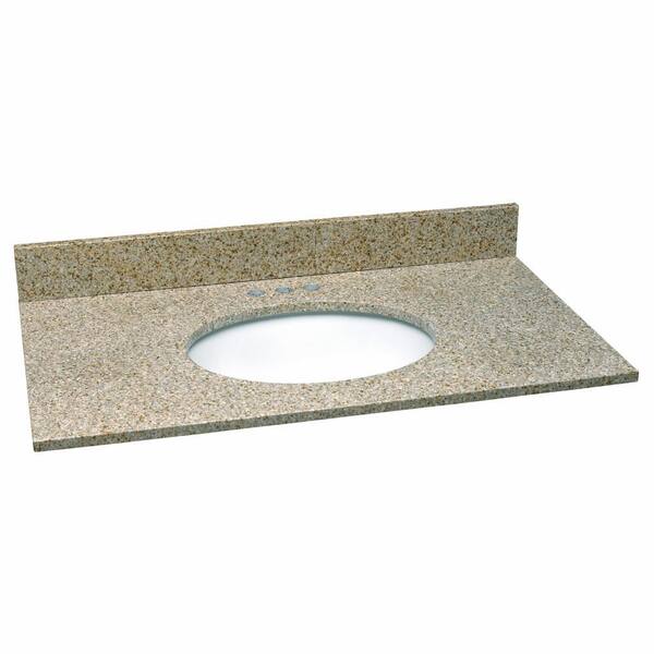 Design House 61 in. W Granite Vanity Top in Golden Sand with White Bowl and 4 in. Faucet Spread